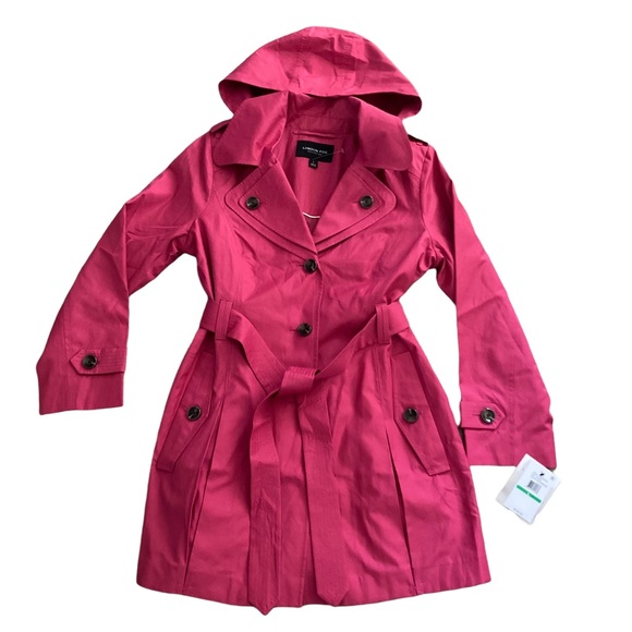 LONDON FOG Womens Pink Belted Trench Coat L - Picture 8 of 16